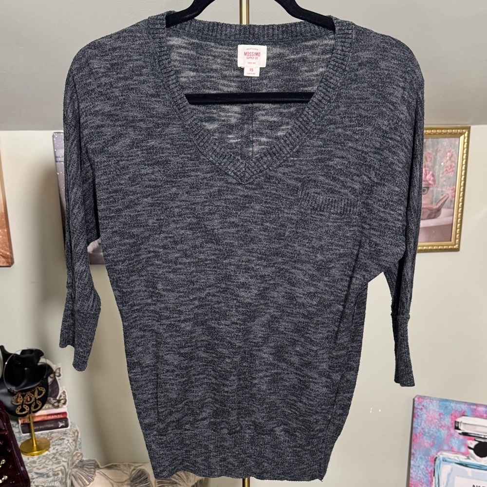 EUC Mossimo Supply Co. Charcoal Knit 3/4 Sleeve Lightweight Sweater Size S